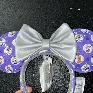 Purple Disney Character Ears with Silver Bow